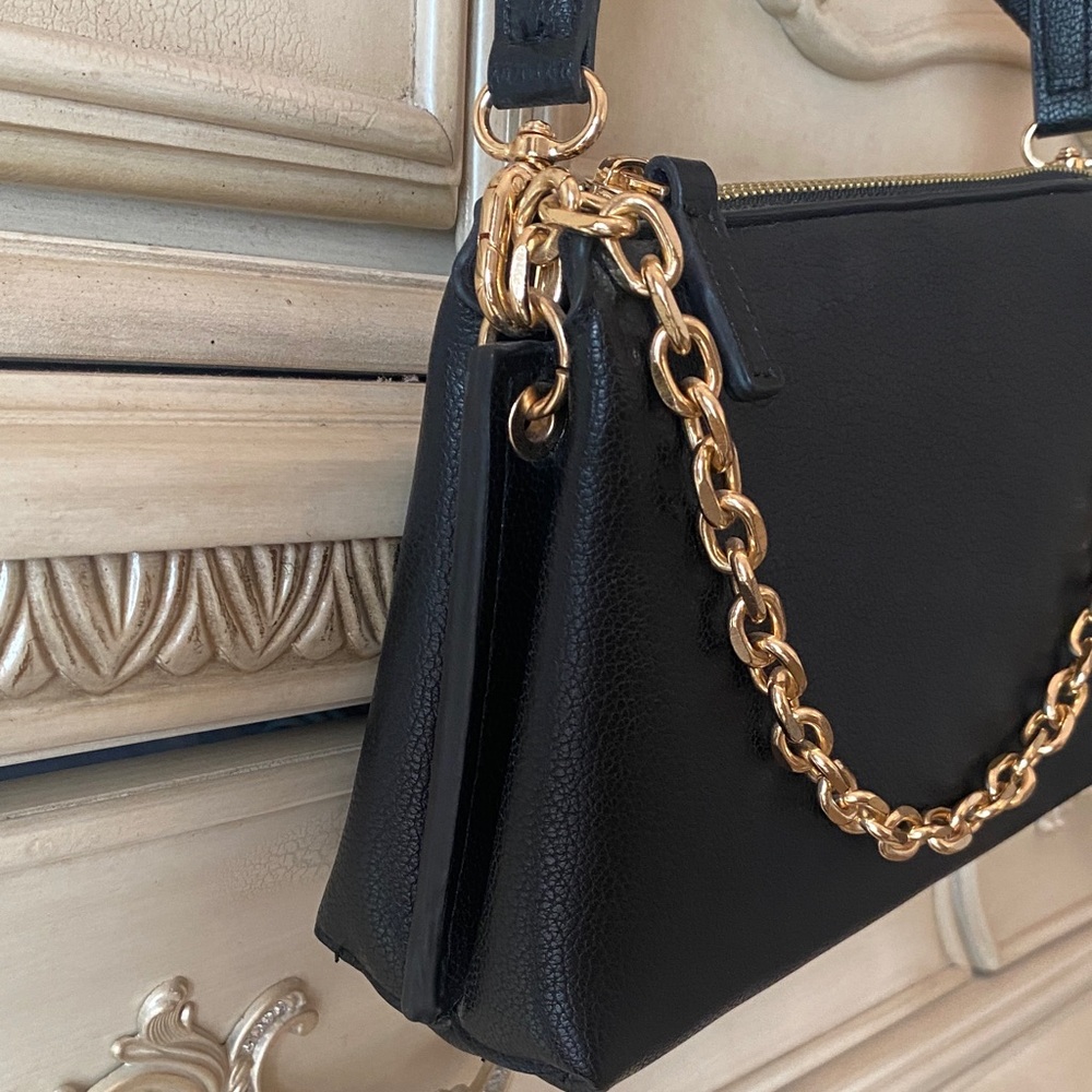 Mango Black Crossbody Bag with Gold Chain - Picture 3 of 4